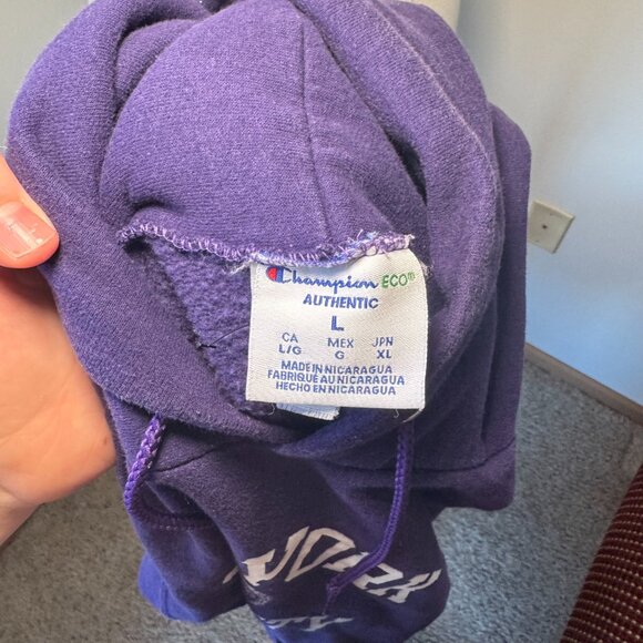 Collegiate New York University Purple and White Long Sleeve Hooded Sweatshirt - Picture 15 of 15